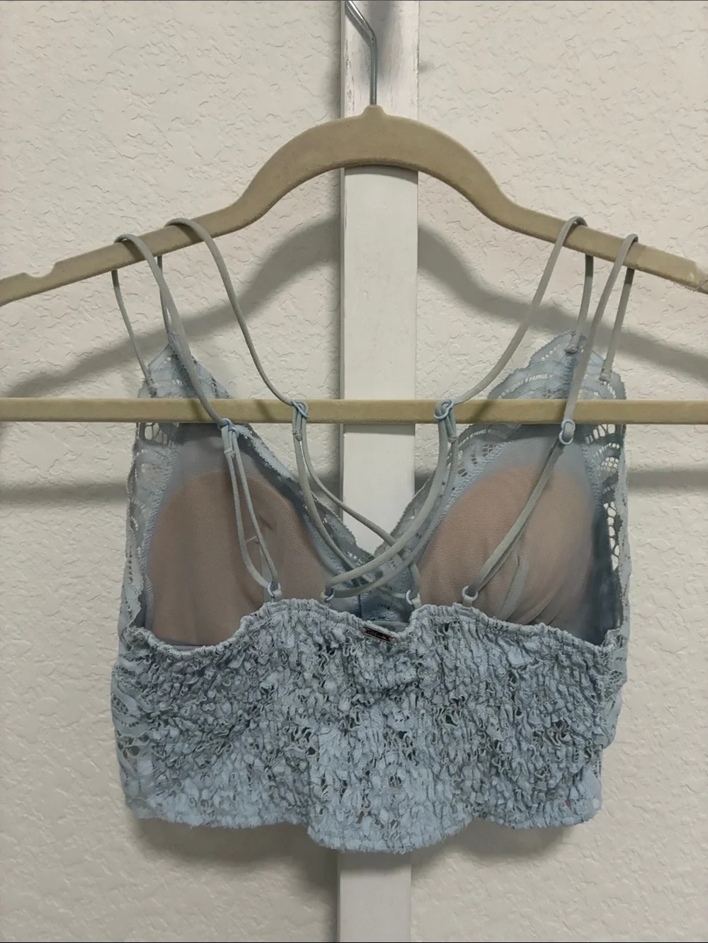 Pink Victoria’s Secret Light Blue Lace Crochet Bralette